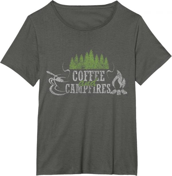 Coffee And Campfires Funny Camping Distressed T-shirt T-shirt